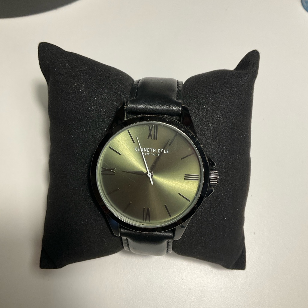 Kenneth Cole Mens Watch With Black Strap And Olive Dial
